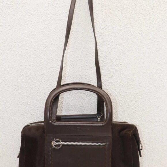 Salvatore Ferragamo AX-21 2834 Pony Hair Boston Handbag - Brown - Picture 3 of 15